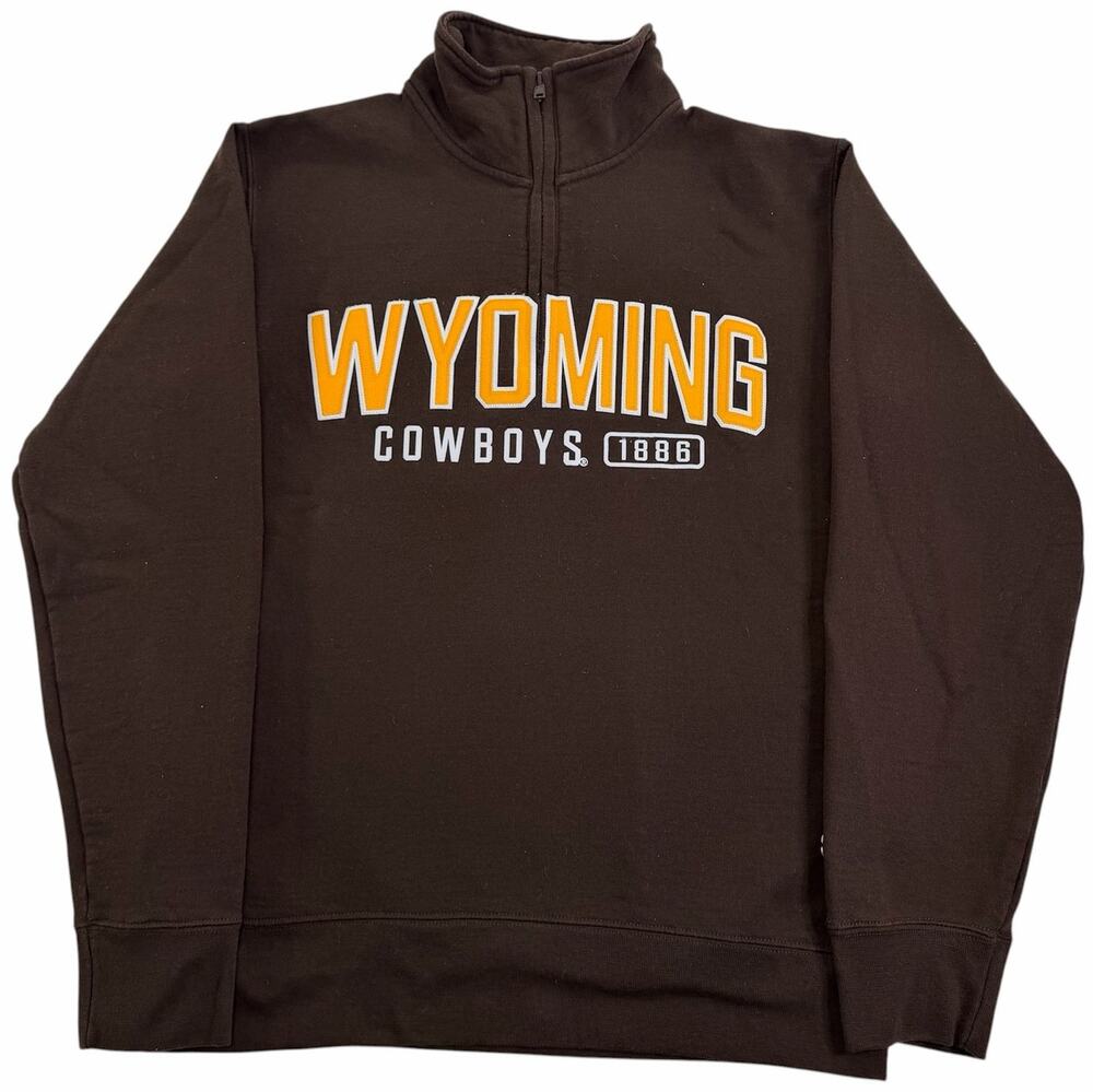 Wyoming Cowboys 1/4 Zip Sweatshirt Men's Small Brown Champion Pullover